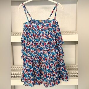 NWT Free People Talia Tiered Spaghetti Strap‎ Tank Blue Combo Size S